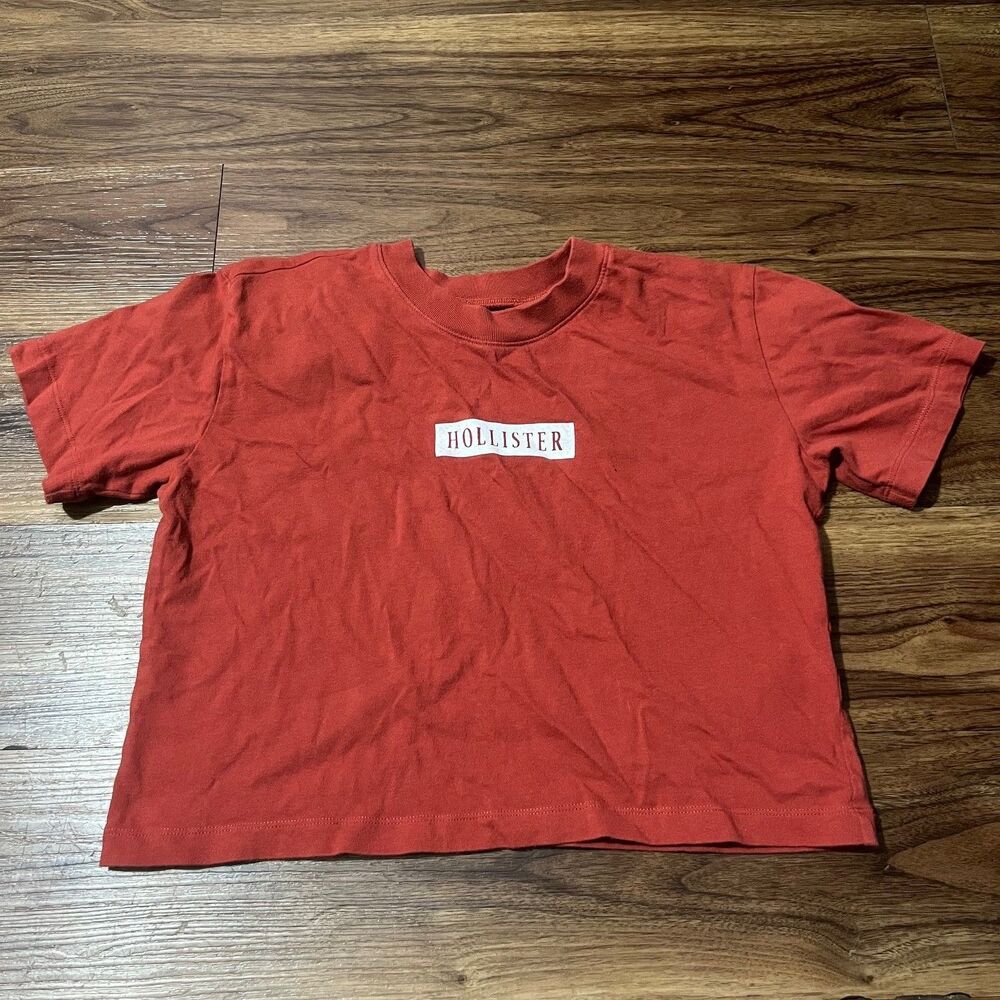 Hollister Shirt Women's Baby Tee Cropped Burnt Orange Womens Sz XS Short Sleeve